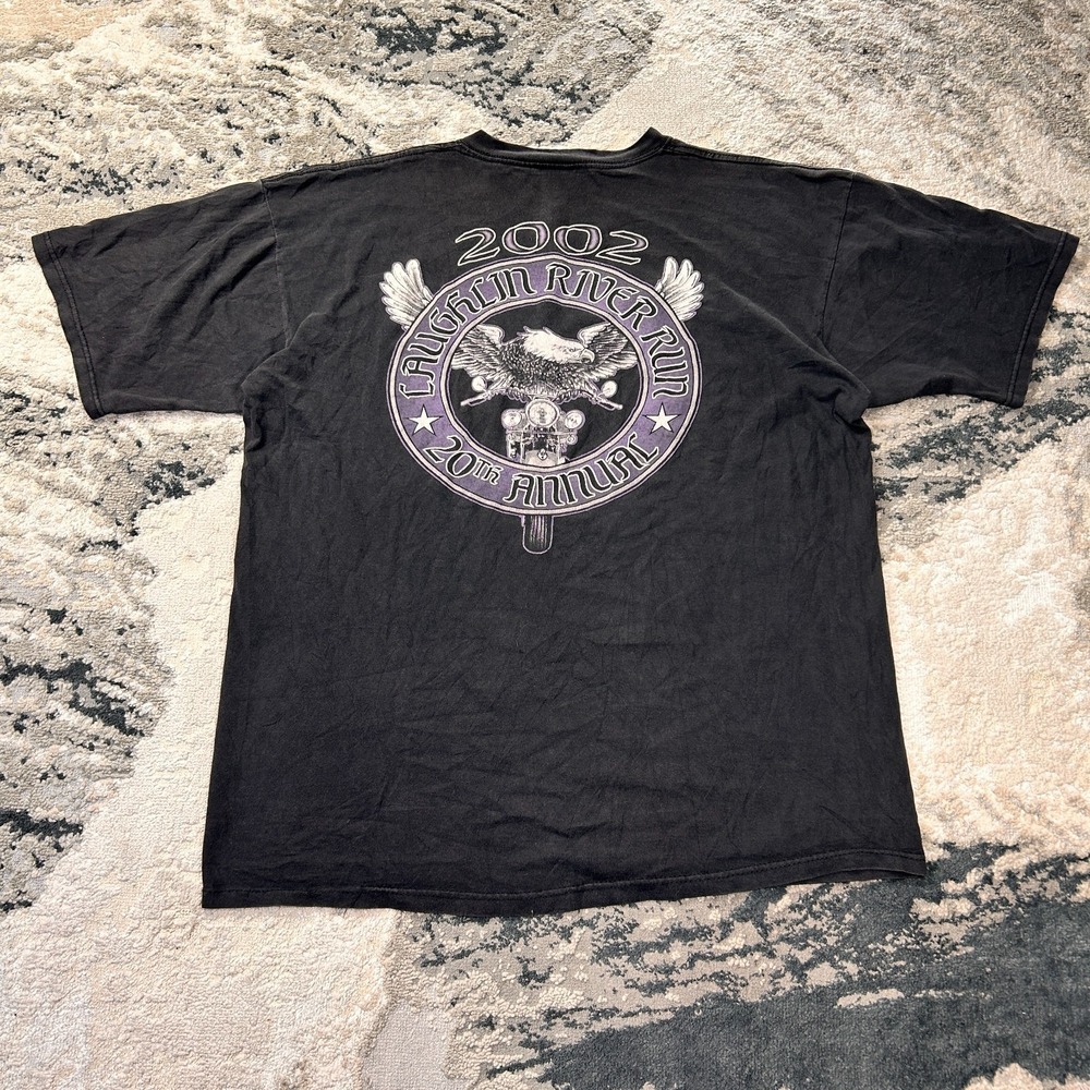 Y2K Grunge Harley Biker T Shirt XL Black Laughlin River Run 20th Annual 2002 VTG